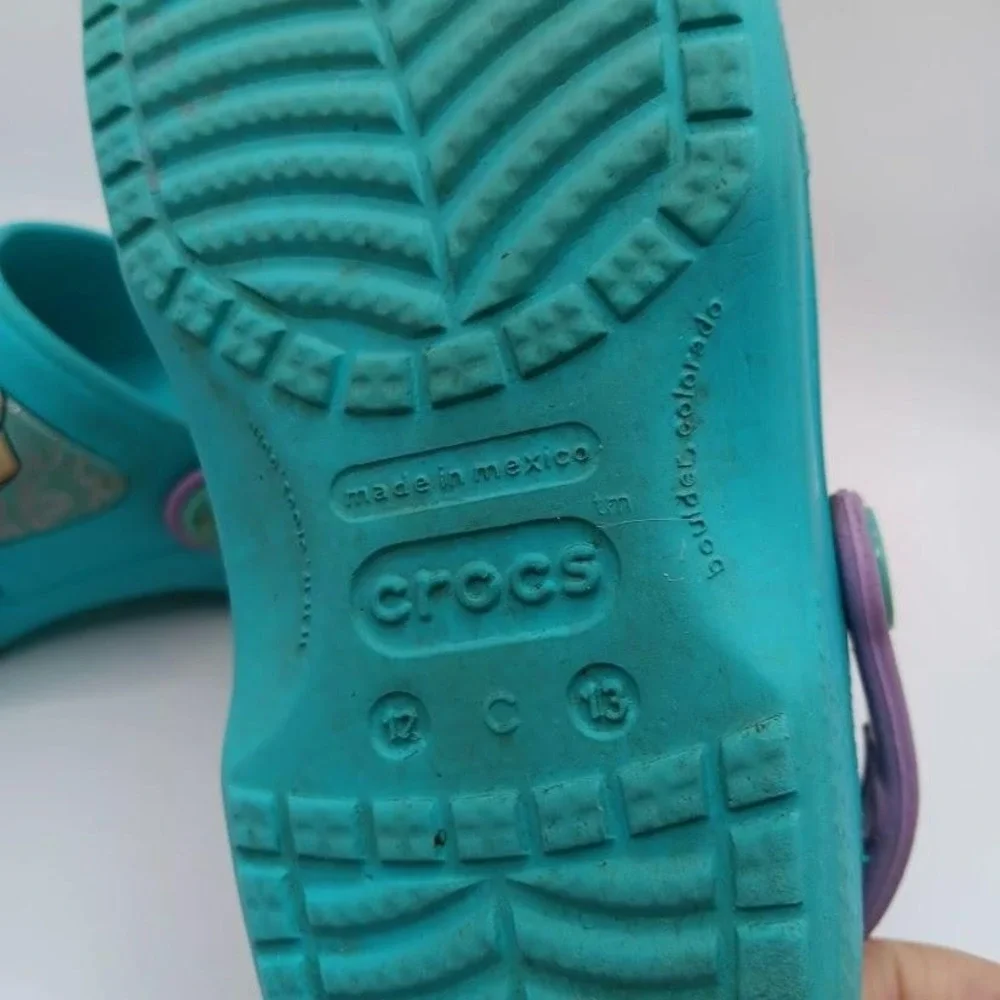 Disney Frozen Crocs Shoes Girls‎ Size C13 Blue Purple Elsa Anna Slip On Comfort